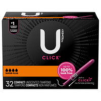 Click Tampons, Compact, Unscented, Super Plus - 32 Each 