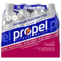 Propel Electrolyte Water Beverage, Zero Sugar, Black Cherry - 12 Each 