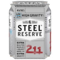 Steel Reserve Beer, Lager, High Gravity - 4 Each 