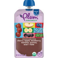 Plum Organics Stage 2 Organic Cherry, Apple, Blueberry, Banana, Quinoa, Acai + Kale 4oz Pouch - 4 Ounce 