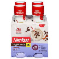 SlimFast Meal Replacement Shake, Caramel Latte, Coffee House - 4 Each 