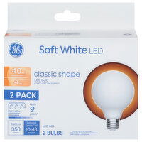 GE Light Bulb, LED, Soft White, 4 Watts, Classic Shape, 2 Pack - 2 Each 