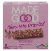 MadeGood Granola Bars, Chocolate Drizzled, Birthday Cake Flavor - 5 Each 