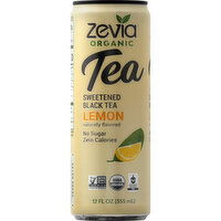 Zevia Black Tea, Organic, Lemon, Sweetened - 12 Ounce 