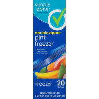 Simply Done Pint Freezer Bags, Double Zipper