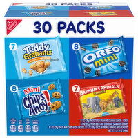 BARNUMS/CHIPS AHOY!/OREO/TEDDY GRAHAMS Nabisco Team Favorites Variety Pack, OREO Mini, CHIPS AHOY! Mini, Teddy Grahams Honey & Barnum's Animal Crackers, 30 Snack Packs - 30 Ounce 