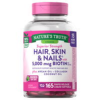 Nature's Truth Hair, Skin & Nails, Superior Strength, 5000 mcg, Rapid Release Liquid Softgels - 165 Each 