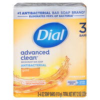 Dial Bar Soap, Deodorant, Antibacterial, Gold - 3 Each 