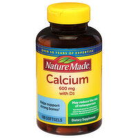 Nature Made Calcium, with D3, 600 mg, Softgels - 100 Each 