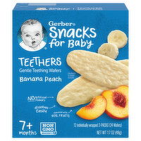 Gerber Teething Wafers, Gentle, Banana Peach, Teethers, 7+ Months - 12 Each 