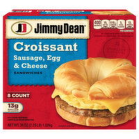 Jimmy Dean Sandwiches, Croissant, Sausage, Egg & Cheese - 8 Each 