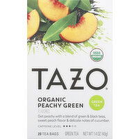 Tazo Green Tea, Organic, Peachy Green Flavored, Bags - 20 Each 