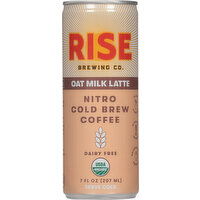 Rise Brewing Co. Coffee, Dairy Free, Nitro Cold Brew, Oat Milk Latte - 7 Fluid ounce 