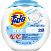 Tide Detergent, Free & Gentle, Pacs - 42 Each 