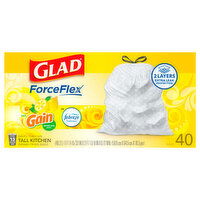 Glad Drawstring Bags, Tall Kitchen, Lemon Zest Scent, 13 Gallon - 40 Each 