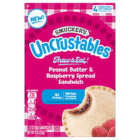 Smucker's Sandwich, Peanut Butter & Raspberry Spread - 4 Each 