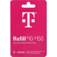 T-Mobile Gift Card, Refill, $10-$150 - 1 Each 