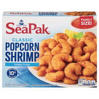 SeaPak Popcorn Shrimp, Classic, Golden Crispy, Family Size - 25 Ounce 