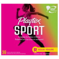 Playtex Tampons, Plastic Applicator, Regular, Fragrance-Free - 36 Each 