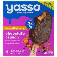 Yasso Yogurt Bars, Greek, Sea Salt Caramel, Chocolate Crunch - 4 Each 