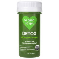 So Good So You Detox Pineapple Orange Cold-Pressed Probiotic Juice Shot - 1.7 Fluid Ounce