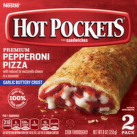 Hot Pockets Sandwiches, Garlic Buttery Crust, Pepperoni Pizza - 2 Each 