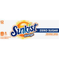 Sunkist Soda, Zero Sugar, Orange, 12 Pack