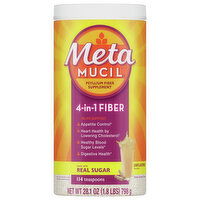 Metamucil Fiber, 4-in-1, Unflavored - 28.1 Ounce 