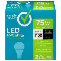 Simply Done Light Bulbs, LED, Soft White, 12 Watts - 2 Each 