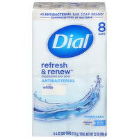 Dial Bar Soap, Deodorant, Antibacterial, White - 8 Each 