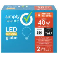 Simply Done Light Bulbs, LED, Globe, Soft White, 4.5 Watts