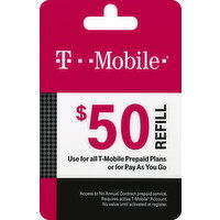 T-Mobile Refill Card, $50