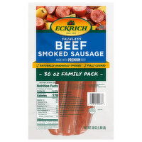 Eckrich Sausage, Smoked, Skinless, Beef, Family Pack - 30 Ounce 