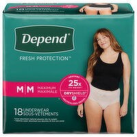 Depend Underwear, Maximum, Medium - 18 Each 