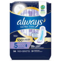 Always Pads, Ultra Thin, Flexi-Wings, Extra Heavy Overnight - 34 Each 