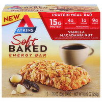 Atkins Energy Bar, Vanilla Macadamia Nut, Soft Baked - 5 Each 