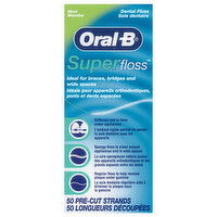 Oral-B Dental Floss, Pre-Cut Strands, Mint - 50 Each 