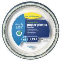 Simply Done Paper Plates, Heavy Duty, Designer, Ultra - 22 Each 