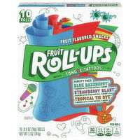 Fruit Roll-Ups Fruit Flavored Snacks, Blue Razzberry, Strawberry Blast, Tropical Tie Dye, Variety Pack - 10 Each 