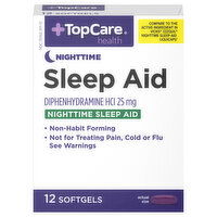 TopCare Sleep Aid, Nighttime, 25 mg, Softgels - 12 Each 