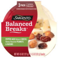 Sargento Balanced Breaks, Pepper Jack Cheese/Peanuts & Raisins, 3 Pack - 3 Each 