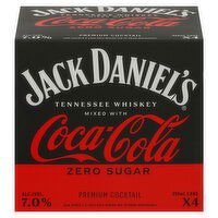 Jack Daniel's Cocktail, Premium, Coca Cola, Tennesse Whiskey - 4 Each 