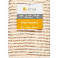 MUkitchen Dishcloth, Ridged Texture, 100% Cotton, Oatmeal