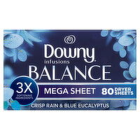 Downy Infusions Mega Dryer Sheets, Laundry Fabric Softener, BALANCE, Crisp Rain and Blue Eucalyptus