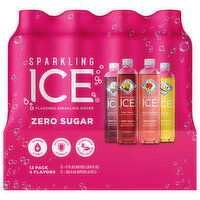 Sparkling Ice Sparkling Water, Flavored, Zero Sugar, 4 Flavors, 12 Pack