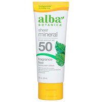 Alba Botanica Sunscreen Lotion, Sheer Mineral, Fragrance Free, Broad Spectrum SPF 50 - 3 Fluid ounce 