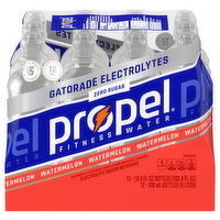 Propel Electrolyte Water Beverage, Zero Sugar, Watermelon - 12 Each 