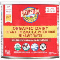 Earth's Best Organic Dairy Infant Formula with Iron - 21 Ounce 