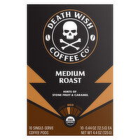 Death Wish Coffee Co Coffee, Medium Roast, Single Serve Pods - 10 Each 