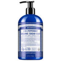 Dr. Bronner's Sugar Soap, Organic, Peppermint, 4-in-1 - 12 Fluid ounce 